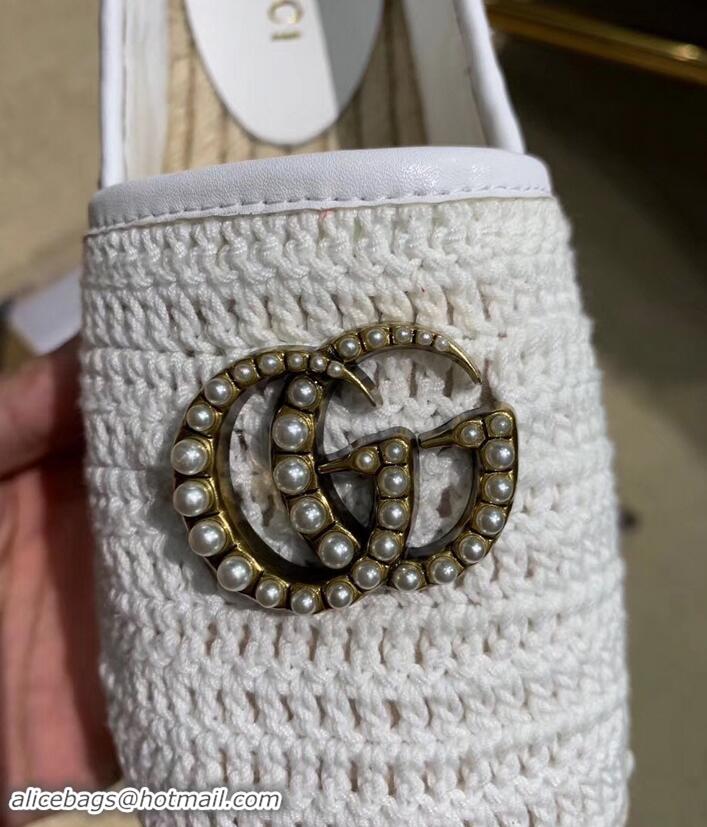 Good Product Gucci Double G Crochet Espadrilles 525751 White 2019