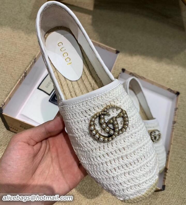 Good Product Gucci Double G Crochet Espadrilles 525751 White 2019