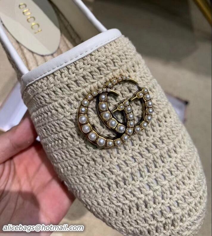 Cheap Gucci Double G Crochet Espadrilles 525751 Beige 2019