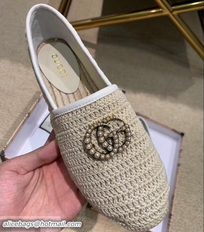 Cheap Gucci Double G Crochet Espadrilles 525751 Beige 2019