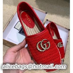 Good Quality Gucci Double G Crochet Espadrilles 525751 Red 2019