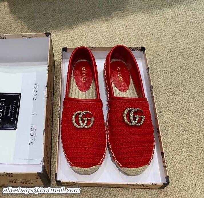 Good Quality Gucci Double G Crochet Espadrilles 525751 Red 2019