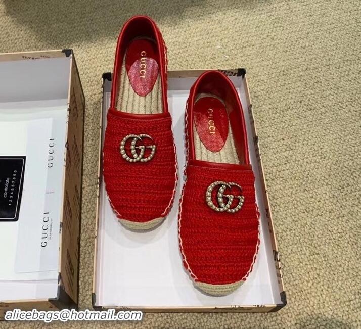 Good Quality Gucci Double G Crochet Espadrilles 525751 Red 2019