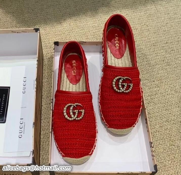 Good Quality Gucci Double G Crochet Espadrilles 525751 Red 2019