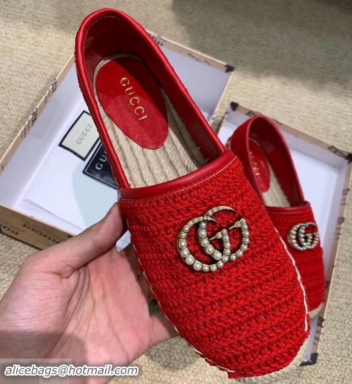 Good Quality Gucci Double G Crochet Espadrilles 525751 Red 2019