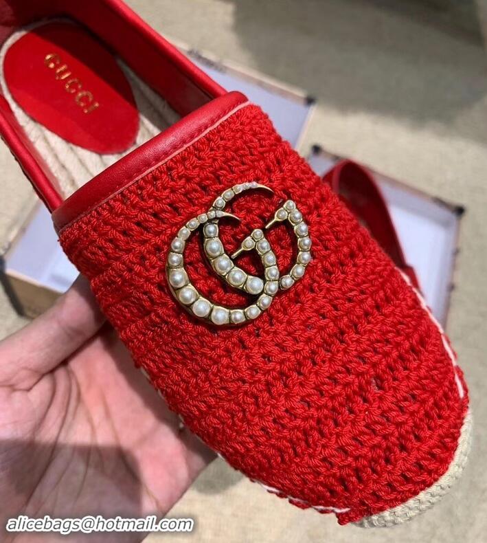 Good Quality Gucci Double G Crochet Espadrilles 525751 Red 2019