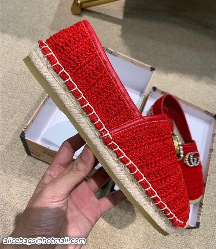 Good Quality Gucci Double G Crochet Espadrilles 525751 Red 2019