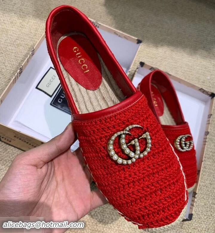 Good Quality Gucci Double G Crochet Espadrilles 525751 Red 2019