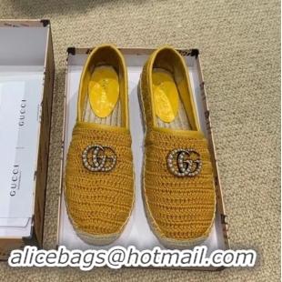 Best Design Gucci Double G Crochet Espadrilles 525751 Yellow 2019