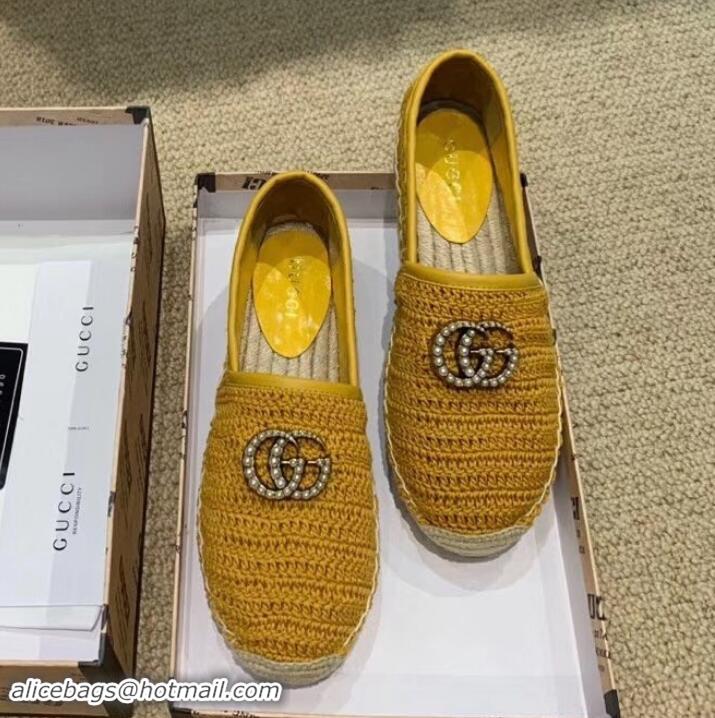 Best Design Gucci Double G Crochet Espadrilles 525751 Yellow 2019