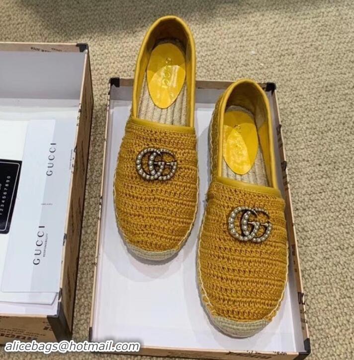 Best Design Gucci Double G Crochet Espadrilles 525751 Yellow 2019