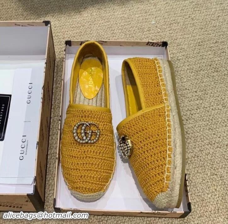 Best Design Gucci Double G Crochet Espadrilles 525751 Yellow 2019