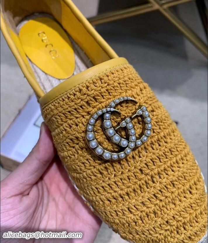 Best Design Gucci Double G Crochet Espadrilles 525751 Yellow 2019