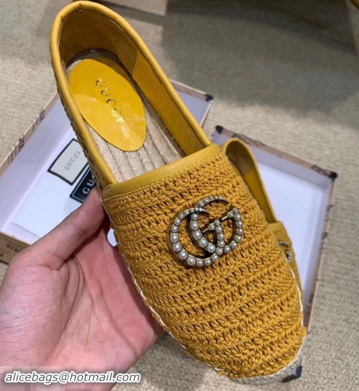 Best Design Gucci Double G Crochet Espadrilles 525751 Yellow 2019