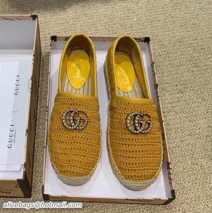 Best Design Gucci Double G Crochet Espadrilles 525751 Yellow 2019