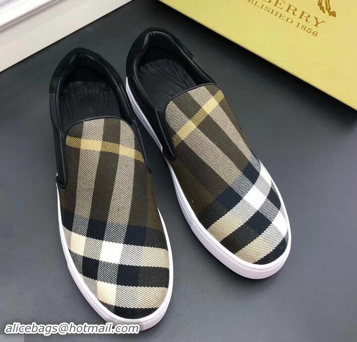 Reasonable Price Burberry Vintage Check Men's Slip-on Sneakers Olive Green 525752