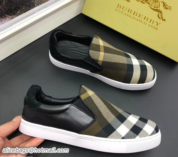 Reasonable Price Burberry Vintage Check Men's Slip-on Sneakers Olive Green 525752