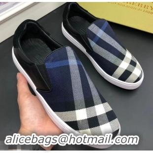 New Style Burberry Vintage Check Men's Slip-on Sneakers 525752 Blue