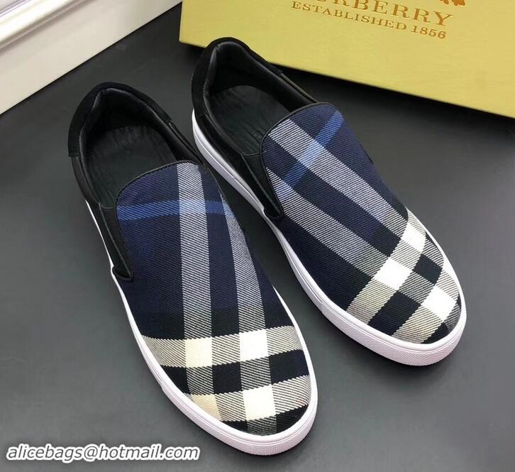 New Style Burberry Vintage Check Men's Slip-on Sneakers 525752 Blue