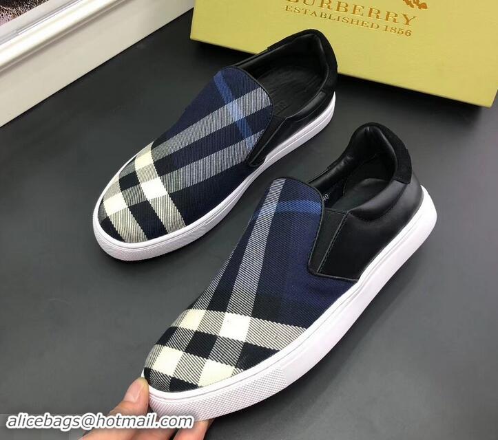 New Style Burberry Vintage Check Men's Slip-on Sneakers 525752 Blue