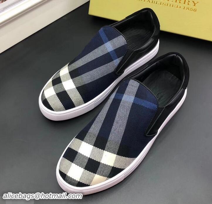 New Style Burberry Vintage Check Men's Slip-on Sneakers 525752 Blue