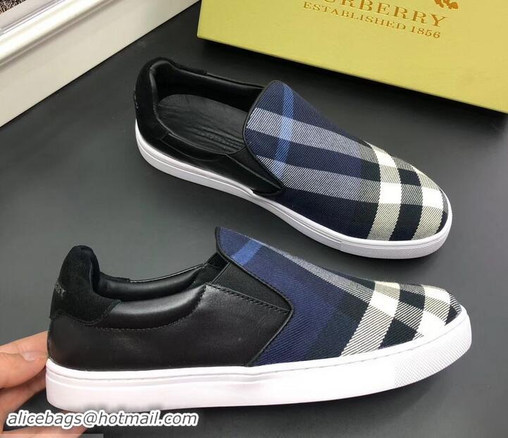 New Style Burberry Vintage Check Men's Slip-on Sneakers 525752 Blue