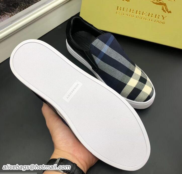 New Style Burberry Vintage Check Men's Slip-on Sneakers 525752 Blue