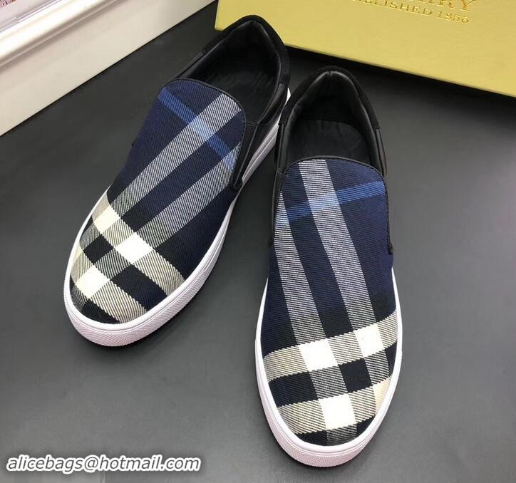 New Style Burberry Vintage Check Men's Slip-on Sneakers 525752 Blue