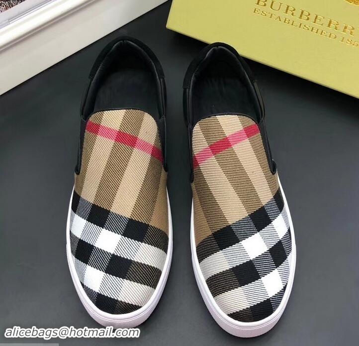 New Style Burberry Vintage Check Men's Slip-on Sneakers 525752 Beige