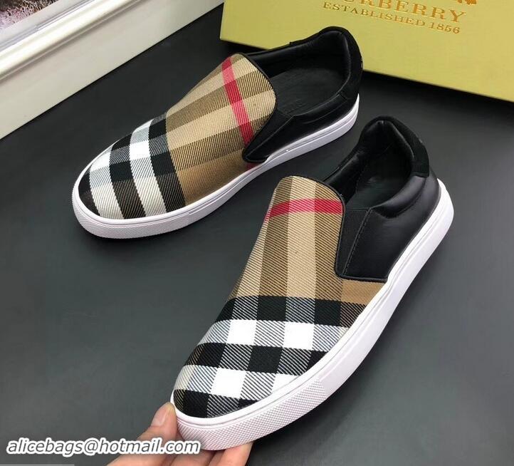 New Style Burberry Vintage Check Men's Slip-on Sneakers 525752 Beige