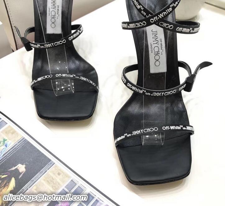 Best Quality Jimmy Choo x Off-white Logo Rubber Strap 6cm Sandals 525754 Black