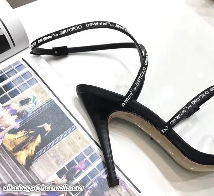 Best Quality Jimmy Choo x Off-white Logo Rubber Strap 6cm Sandals 525754 Black