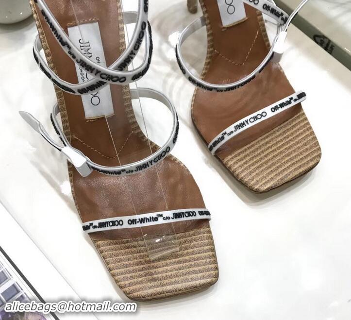 Promotion Jimmy Choo x Off-white Logo Rubber Strap 6cm Sandals 525754 White