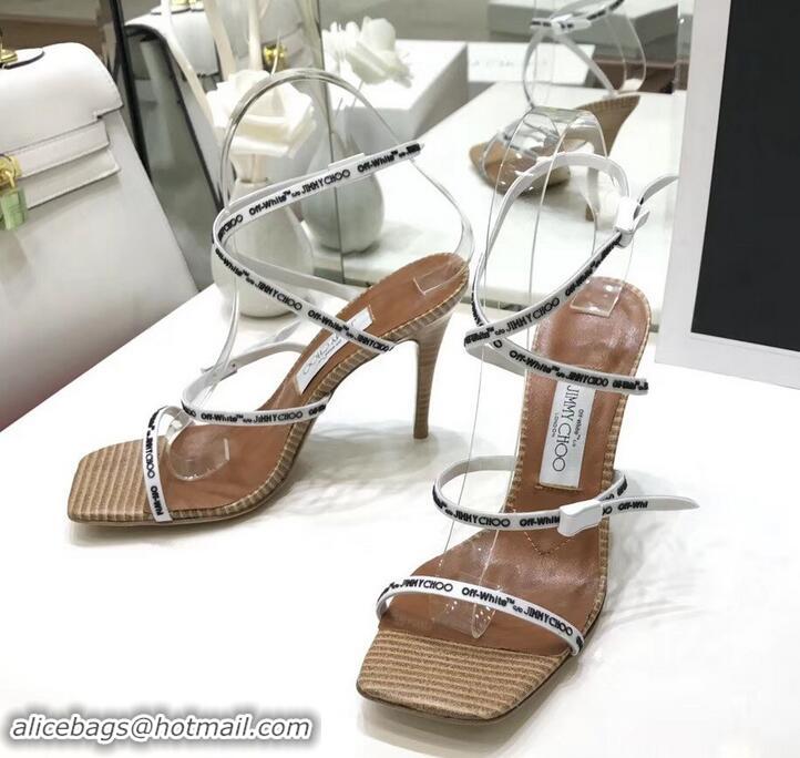 Promotion Jimmy Choo x Off-white Logo Rubber Strap 6cm Sandals 525754 White