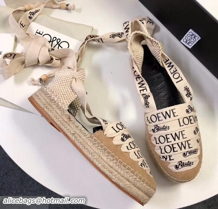 Grade Design Loewe Logo Laces Paula Wedge Espadrilles 525755 Beige