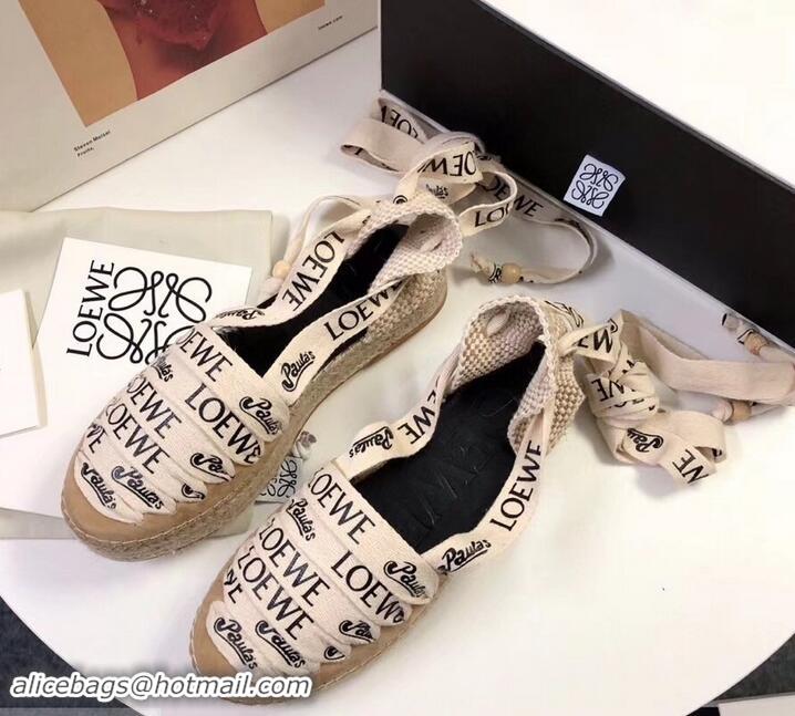 Grade Design Loewe Logo Laces Paula Wedge Espadrilles 525755 Beige