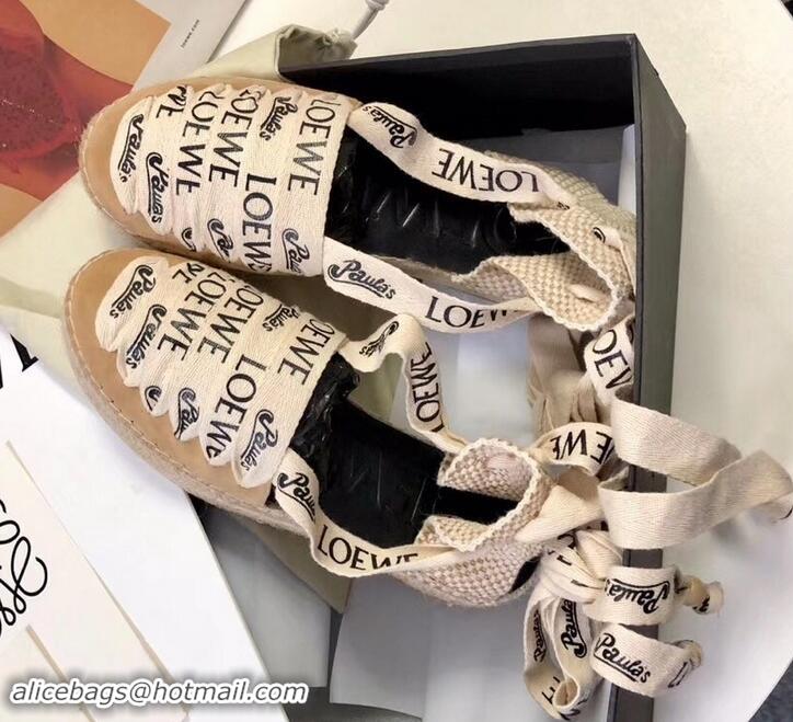 Grade Design Loewe Logo Laces Paula Wedge Espadrilles 525755 Beige