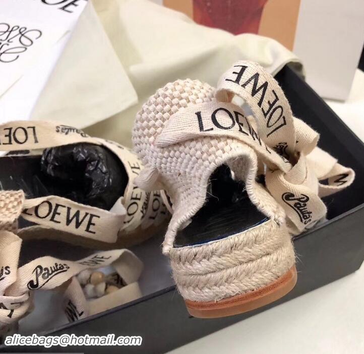 Grade Design Loewe Logo Laces Paula Wedge Espadrilles 525755 Beige