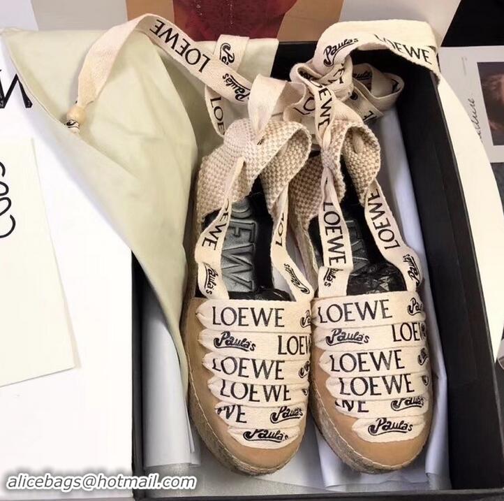 Grade Design Loewe Logo Laces Paula Wedge Espadrilles 525755 Beige