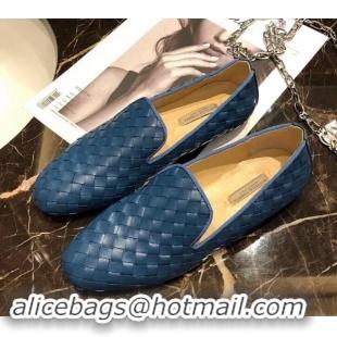 Top Quality Bottega Veneta Intrecciato Nappa Fiandra Slipper Loafers 525759 Blue