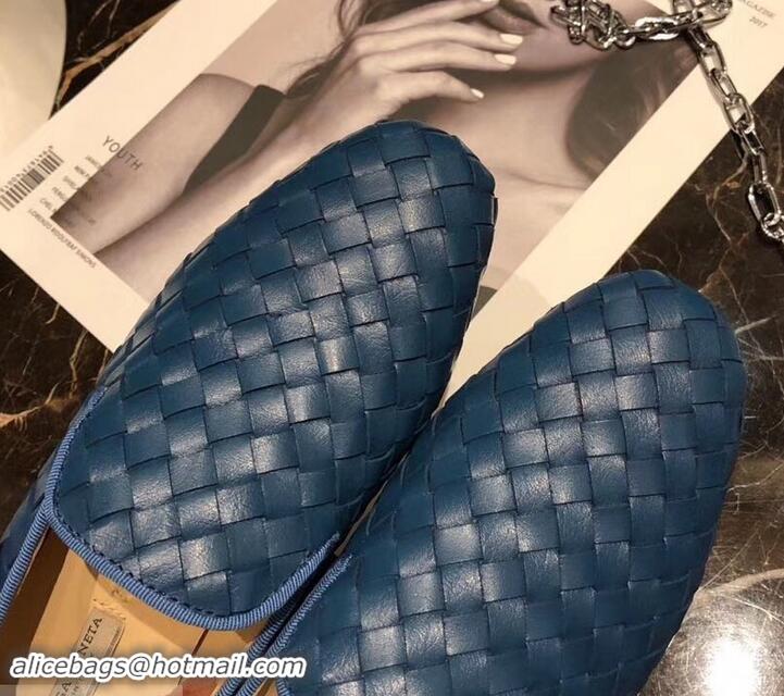 Top Quality Bottega Veneta Intrecciato Nappa Fiandra Slipper Loafers 525759 Blue