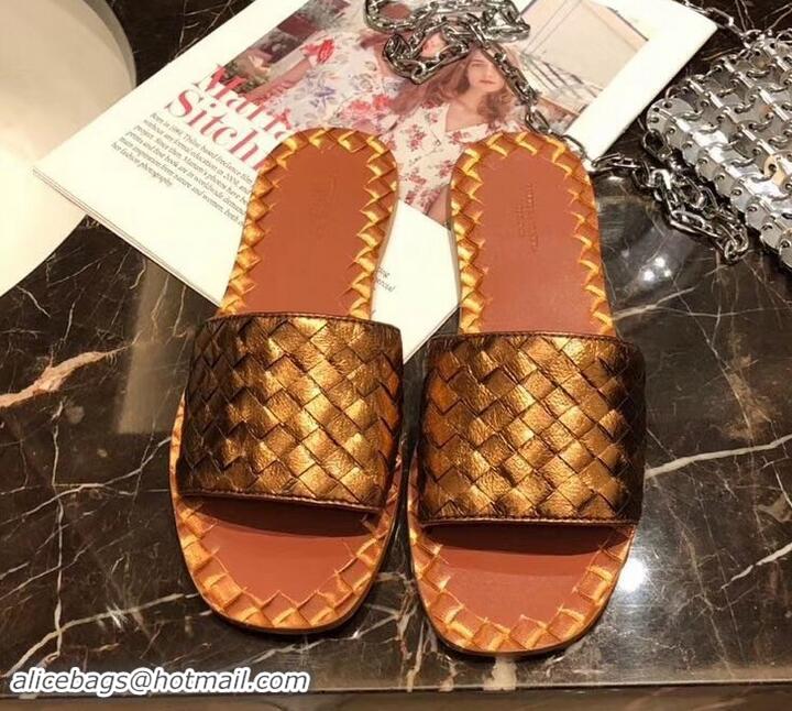 Luxury Bottega Veneta Intrecciato Calf Ravello Sandals 525760 Bronze