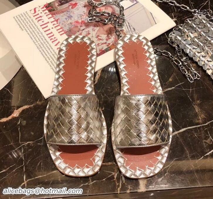 Unique Style Bottega Veneta Intrecciato Calf Ravello Sandals 525760 Silver