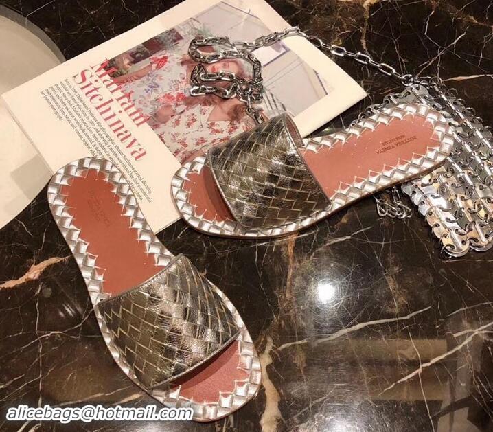 Unique Style Bottega Veneta Intrecciato Calf Ravello Sandals 525760 Silver