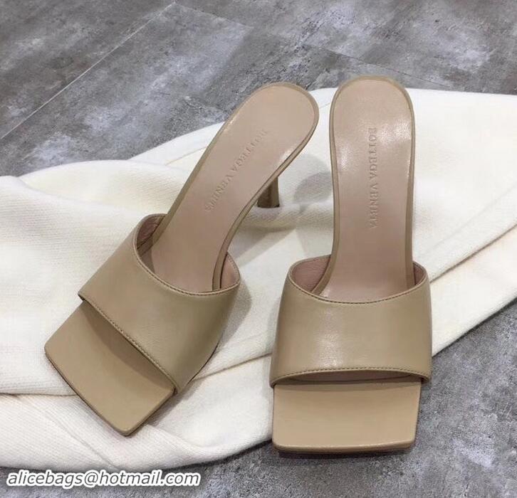 1:1 aaaaa Bottega Veneta Heel 9cm Square Sole Stretch Mules 525766 Beige 2019