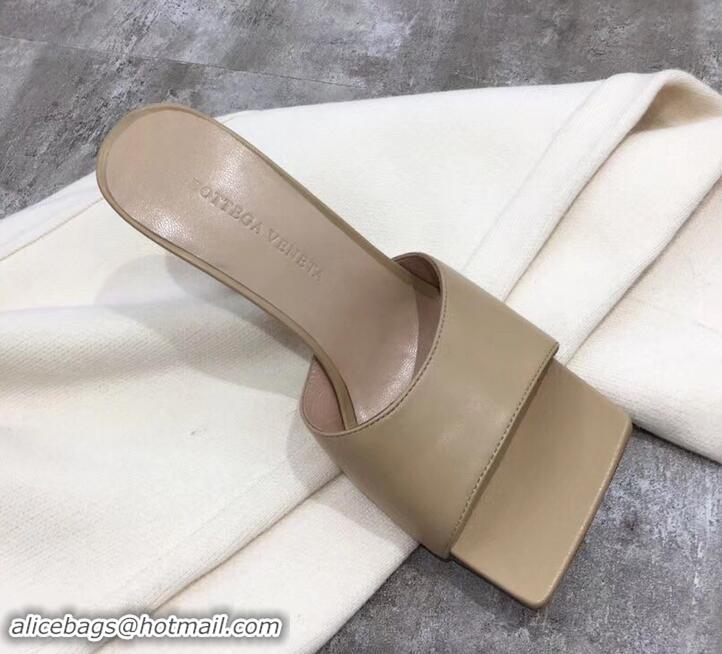 1:1 aaaaa Bottega Veneta Heel 9cm Square Sole Stretch Mules 525766 Beige 2019