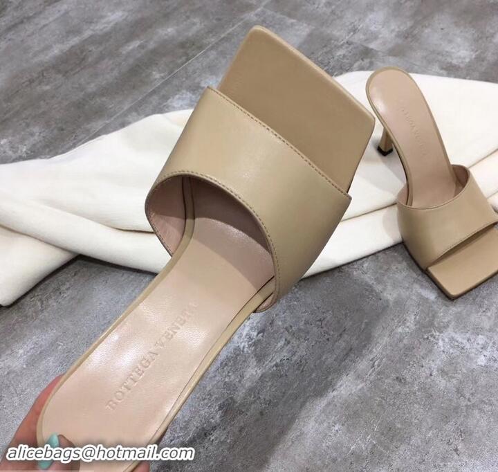 1:1 aaaaa Bottega Veneta Heel 9cm Square Sole Stretch Mules 525766 Beige 2019