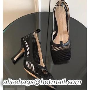 Custom Bottega Veneta Heel 8.5cm Mesh Stretch Pumps 525768 Black