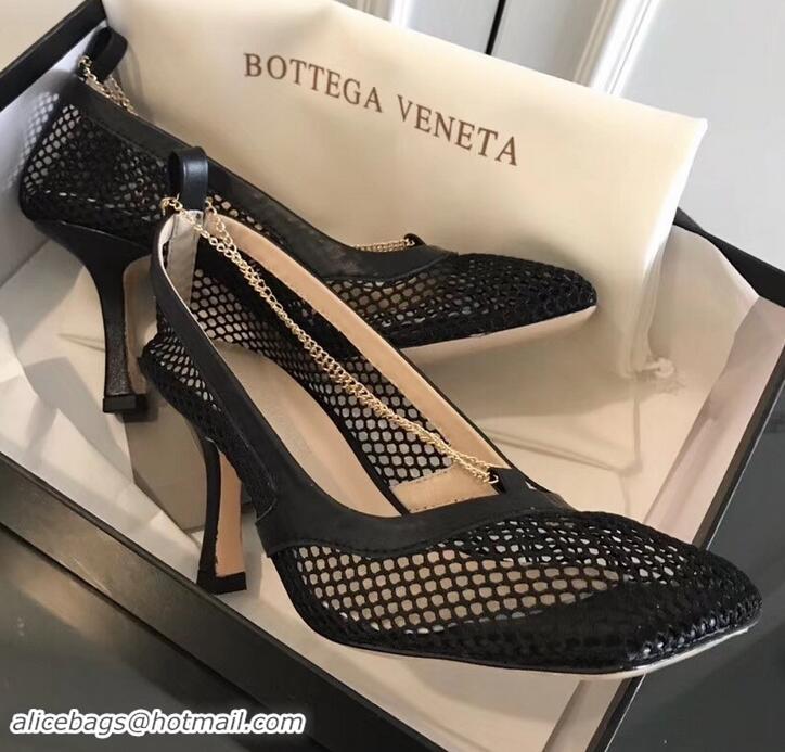 Custom Bottega Veneta Heel 8.5cm Mesh Stretch Pumps 525768 Black