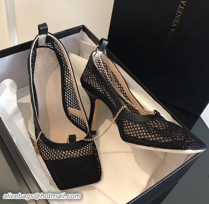 Custom Bottega Veneta Heel 8.5cm Mesh Stretch Pumps 525768 Black